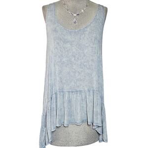 Light Blue Acid Wash Sleeveless Blouse Size Large